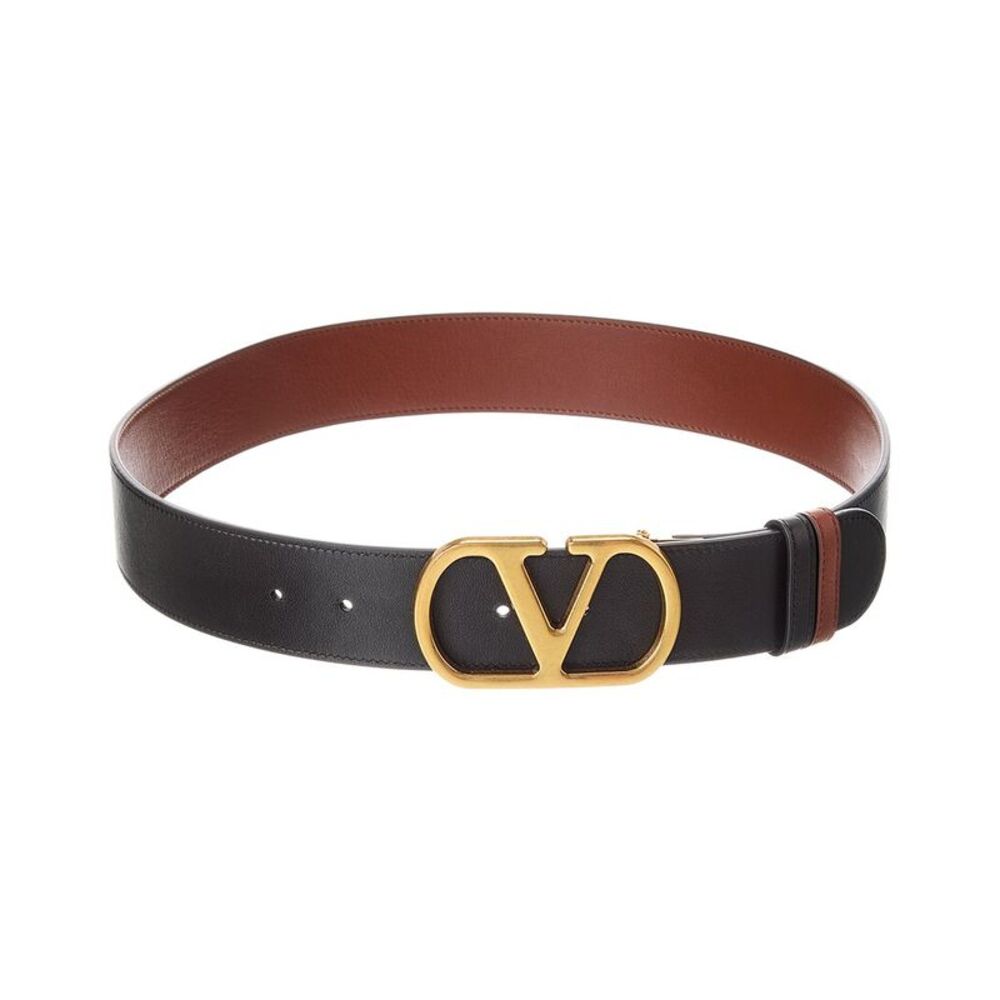 Valentino Vlogo Signature Reversible Leather Belt, Brown